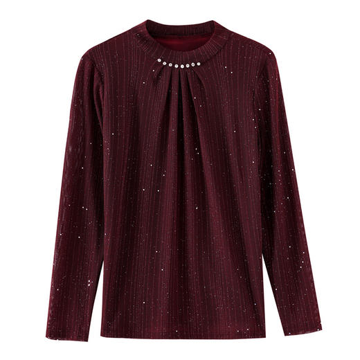 KQL 765G397圆领打底衫网纱修身T恤小衫气质 商品图4