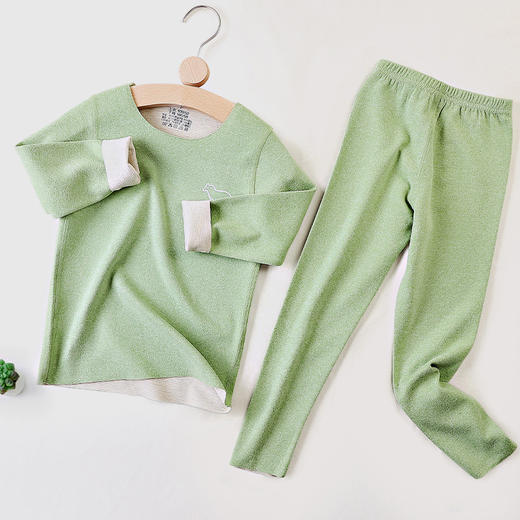 【秋冬儿童羊毛蚕丝套装 】发热睡衣中大童加厚男女宝家居秋衣秋裤德绒 商品图7