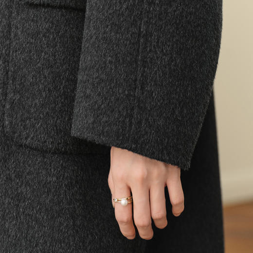 【严选】诗凡黎含山羊绒学院风长款大衣2025秋冬新款气质牛角扣双面呢外套7GA170771 商品图3