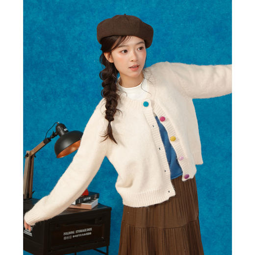 复古彩扣百搭开衫毛衣-纪念日百货门店同款166543101 商品图1