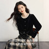 【09/26新品】熙世界光泽感黑色金丝绒衬衫女长袖秋冬款法式千金风圆领花边上衣 商品缩略图1