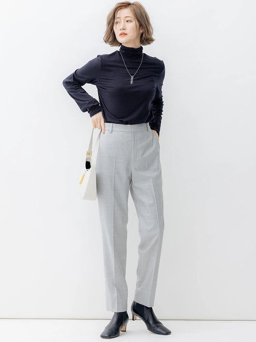 23区日系春季通勤职业OL羊毛混纺半松紧腰锥形长裤休闲裤商场同款 商品图3