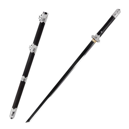 飞天唐刀 镀白金款 汉唐收藏刀剑 龙泉沈广隆宝剑一体刀剑 未开刃 商品图6