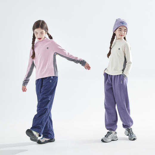 预售12.20发 cicochild25年秋冬新款亲子中大女童拼色打底衫轻暖高弹运动上衣 商品图4