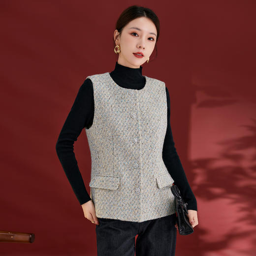 QS秋冬新款羊毛马甲休闲简约圆领开衫高级气质款开衫上衣女2769 商品图1