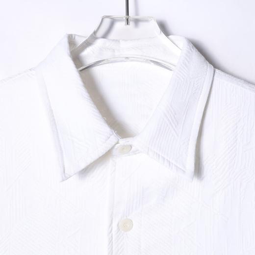 12495SDSA男士秋冬新款痞帅男装潮牌纯色纹理感提花翻领长袖衬衫百搭 商品图2