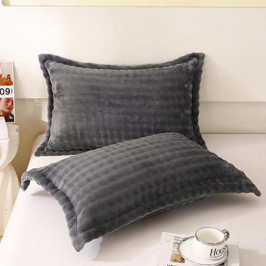 牛奶绒泡泡枕套秋冬加绒加厚48x74cm珊瑚绒枕头套家用枕芯内胆套 商品图3