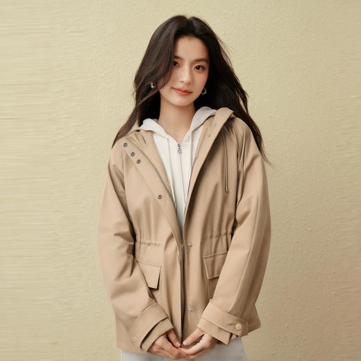 【商场同款】诗凡黎利落连帽风衣25秋新款挺括长袖外套3G8260281 商品图0