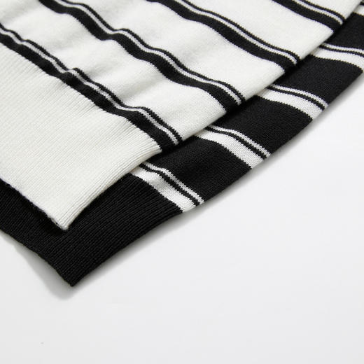 西遇挂脖露肩条纹针织衫设计感气质百搭打底衫长袖T恤H0055170 商品图5