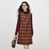 【09/26新品】熙世界红格纹背心裙套装女秋冬复古磨毛半高领打底衫连衣裙两件套 商品缩略图4