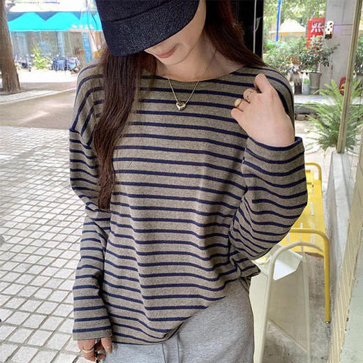 suoreoe 条纹T恤 宽松慵懒感 显白百搭 内搭/外穿 商品图6