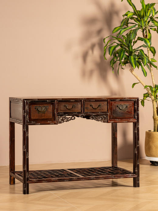 清	红木竹节工褡裢式书桌 商品图1