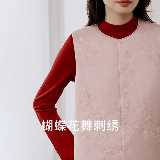 一起红】金三塔100%桑蚕丝填充保暖马甲中式福蝶刺绣保暖背心秋冬  YSFFD705 商品图1
