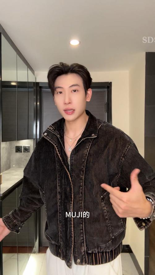 J59201SDSA男士秋冬新款痞帅男装做旧竖纹立领拉链夹克百搭时尚休闲外套 商品图0