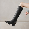【预售7天】秋冬新款擦色尖头复古V口骑士靴高跟鞋加绒不过膝高筒长靴女KYD&10196 商品缩略图2