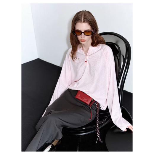 （小眠专属）【预售5天发货】绯纱粉插肩袖亨利衫  | 3D立体剪裁+高克重雪花棉，立挺有型不软塌，有颜值有质感 商品图1