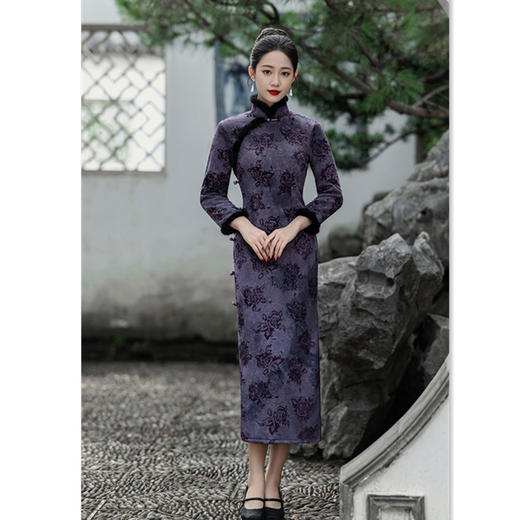 SKY 361815复古中国风针织扎染复古民族风旗袍 商品图0