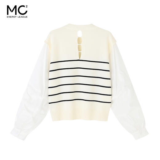 女装圆领拼接灯笼袖毛衣-16002M5241004 商品图4