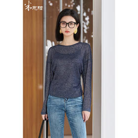 剩S/M 米思阳2026春季新款细闪金葱设计感小衫轻薄通透弹力圆领正肩上衣女3433