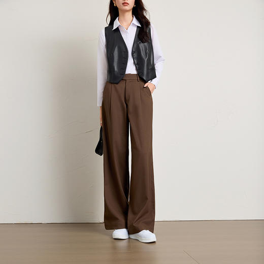 西装裤坠感老钱风，高腰提臀直筒阔腿裤休闲裤KB-250210 商品图2