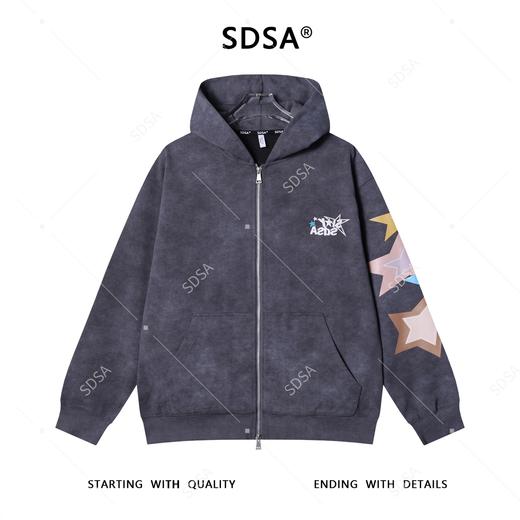 WT244SDSA男士秋冬新款痞帅男装潮牌彩色星星字母印花拉链连帽卫衣百搭 商品图1