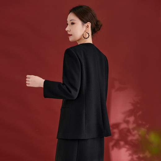 QS原创100羊毛气质西装外套女珍珠胸针设计感秋冬新款时尚百搭2751 商品图2