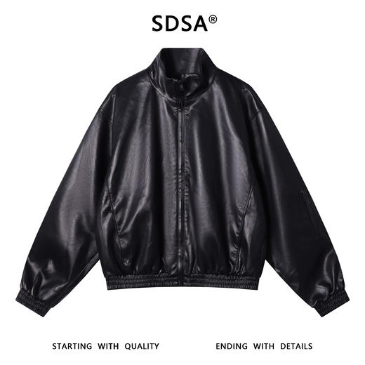 58803SDSA男士秋冬新款痞帅男装潮牌高街拉链立领皮衣夹克百搭时尚外套 商品图1