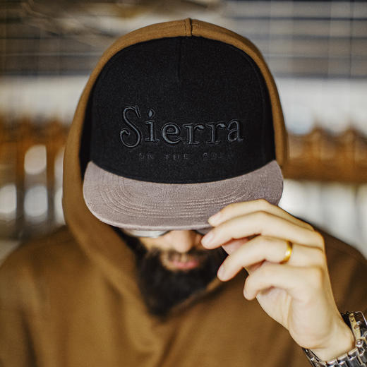 马登工装美式平檐棒球帽黑色毛呢刺绣鸭舌帽子五片嘻哈帽男款秋冬 商品图4