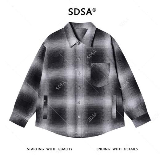 12569SDSA男士秋冬新款痞帅男装嘻哈撞色格纹纽扣翻领长袖衬衫休闲衬衣 商品图1