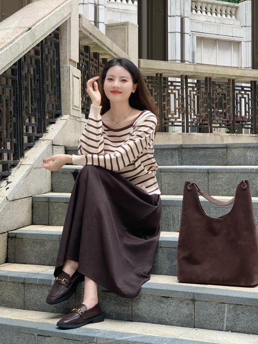 【百图lulu定制】【慕斯半裙】垂感 呢子料 A字 橡筋腰头半身裙 商品图5