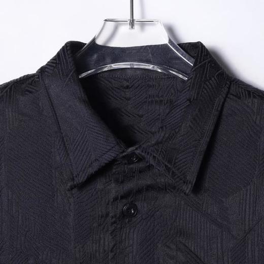 12495SDSA男士秋冬新款痞帅男装潮牌纯色纹理感提花翻领长袖衬衫百搭 商品图2