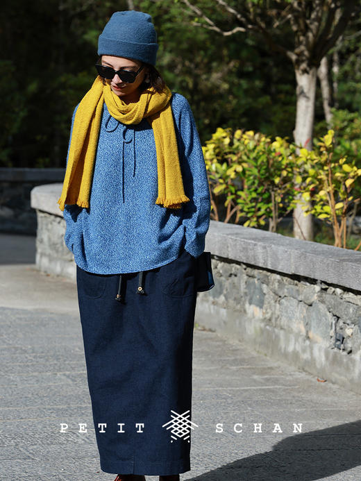 PETIT SCHAN小闪 CLO#913 Blue morpho 蓝闪蝶 羊毛混纺系带套头衫 商品图3