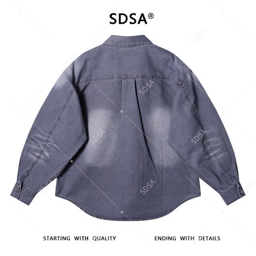 C5022SDSA男士秋冬新款痞帅男装时尚韩版做旧纽扣翻领牛仔长袖衬衫百搭 商品图5