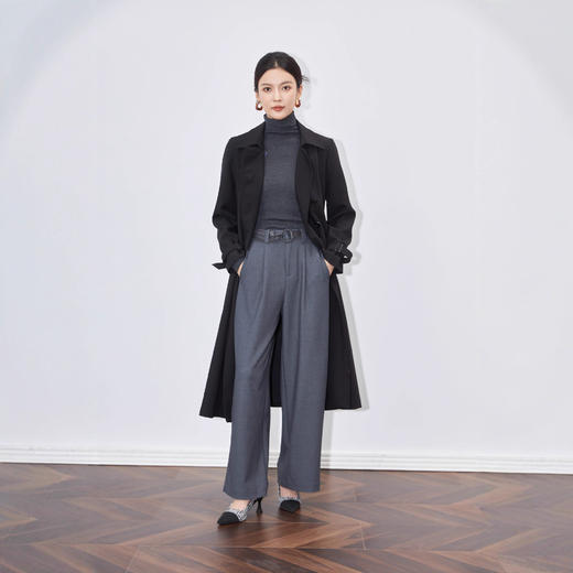 WL 2512811收腰修身中长款大摆A字风衣外套 商品图0