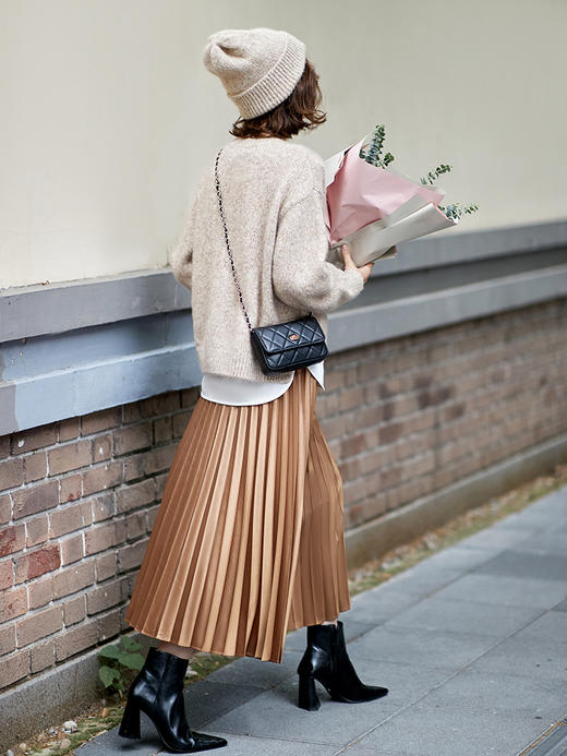 23区日系春季通勤羊驼毛羊毛混纺圆领套头毛衣针织毛衫商场同款 商品图4