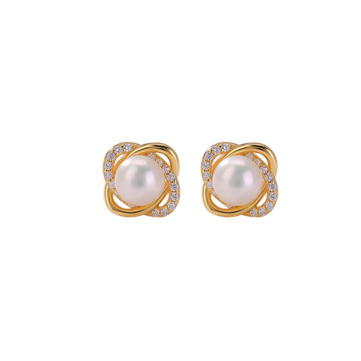 【真爱循环】S925纯银镀金莫比乌斯天然淡水珍珠耳钉【CW-ED04095】 商品图4