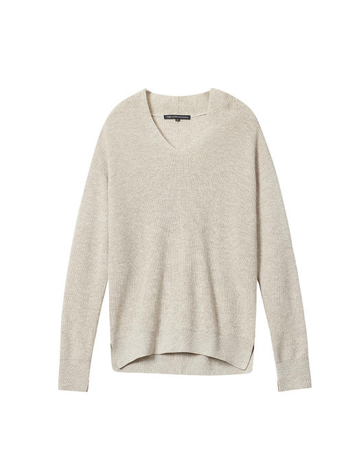 23区日系秋季通勤宽松羊毛羊绒混纺V领套头毛衣针织毛衫商场同款 商品图3