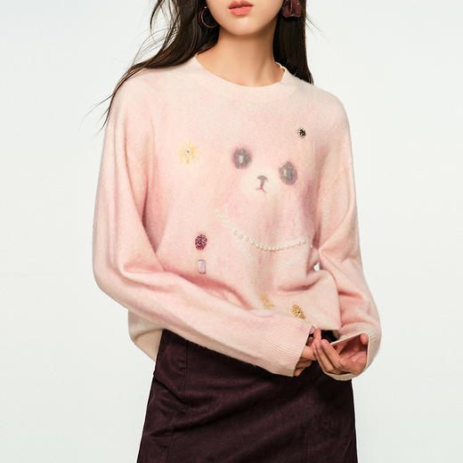 NEELLY纳俪商场同款秋季新款百搭宽松软糯针织打底女显白套头毛衣N25094A04621 商品图2