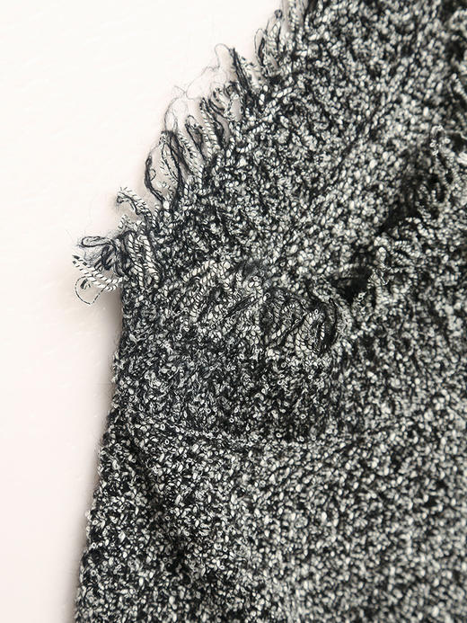 小香风毛边针织开衫女 春秋季复古 V 领短款上衣 宽松显瘦毛衣外套 商品图2