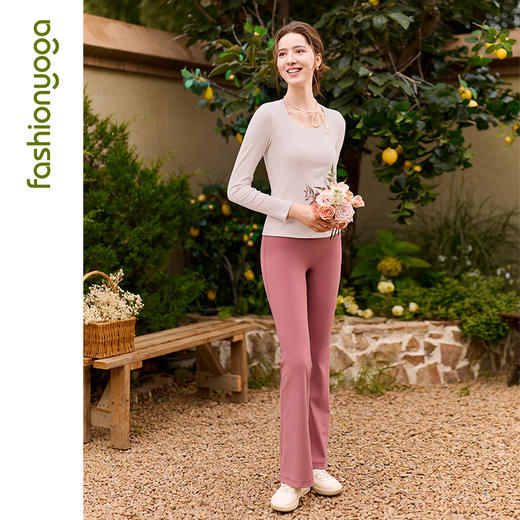 凡圣瑜伽圆领罗纹一体杯长袖 F15360 商品图7