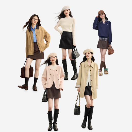 【09/26新品】熙世界「仿生纹理皮短裙」十字分割a字半身裙女秋冬pu包臀小皮裙 商品图2