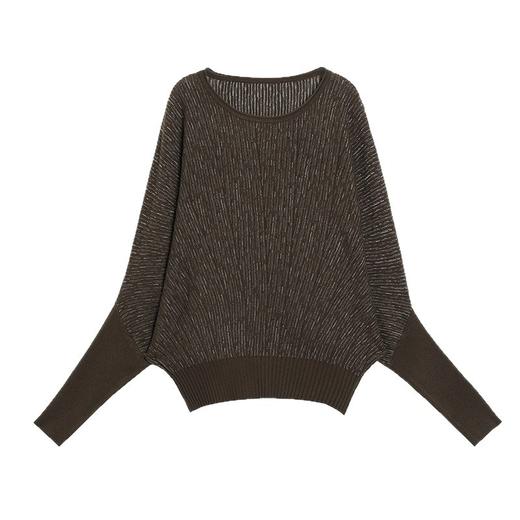 SC40-317-178蝙蝠袖套头毛衣女秋冬季外穿2025新款慵懒风宽松针织衫高级感上衣 商品图4