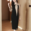 雀说法式气质撞色连衣裙秋季时尚设计感修身开叉裙AL8543 商品缩略图2