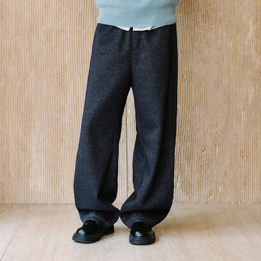森马休闲裤男冬季仿牛仔宽松弧形裤2025新款垂感松弛阔腿裤子流行 商品图2