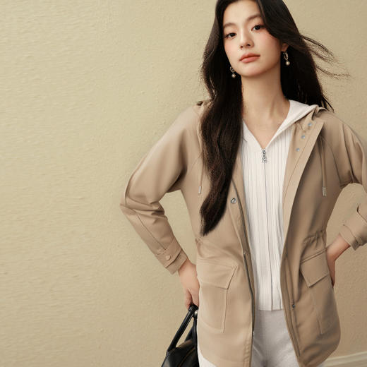 【商场同款】诗凡黎利落连帽风衣25秋新款挺括长袖外套3G8260281 商品图2