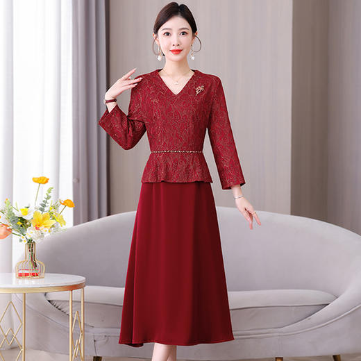 雀说秋季妈妈喜服新中式连衣裙AL6626 商品图1