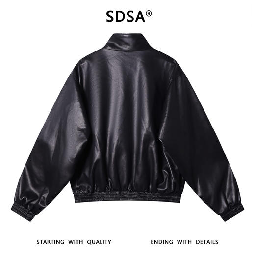 58803SDSA男士秋冬新款痞帅男装潮牌高街拉链立领皮衣夹克百搭时尚外套 商品图5