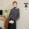 西遇挂脖露肩条纹针织衫设计感气质百搭打底衫长袖T恤H0055170 商品缩略图1