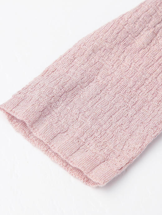 温柔风粉色针织衫女 春秋季蕾丝领内搭长袖上衣 修身显瘦打底衫 商品图3