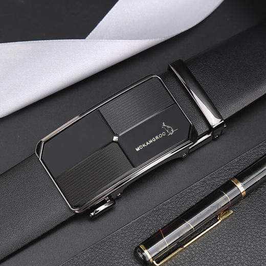 美都袋鼠（MDKANGROO）时尚MD309AM203-DA-M2男士皮带商务情人节送老公礼物父亲节皮带 黑色 115cm 商品图4